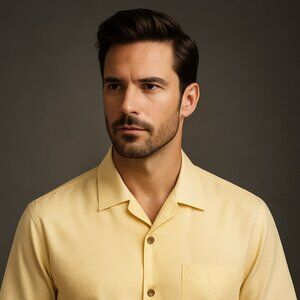 Tommy Bahama 100% Silk Short Sleeve Shirt – Soft Yellow – Size XL